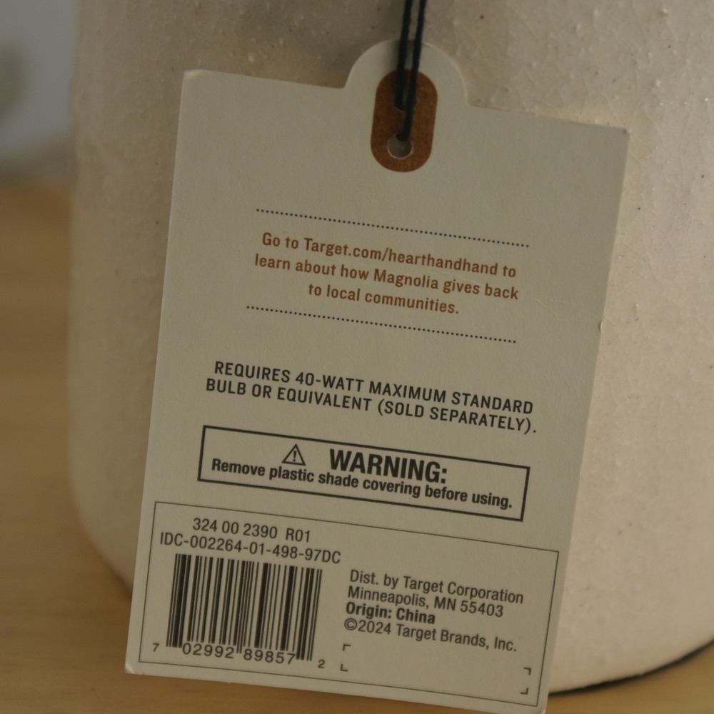 Hearth & Hand with Magnolia Ceramic Table Lamp Pleated Shade Cream 13in NEW - Picture 3 of 6